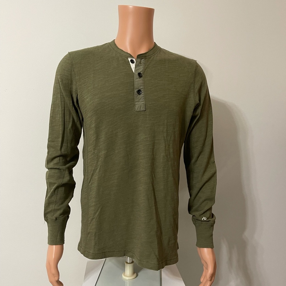 Rag & Bone standard issue henley, olive, sz S